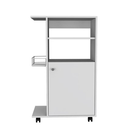 Tuhome Clip Kitchen Cart, Single Door Cabinet, Four Casters, White MLB6771
